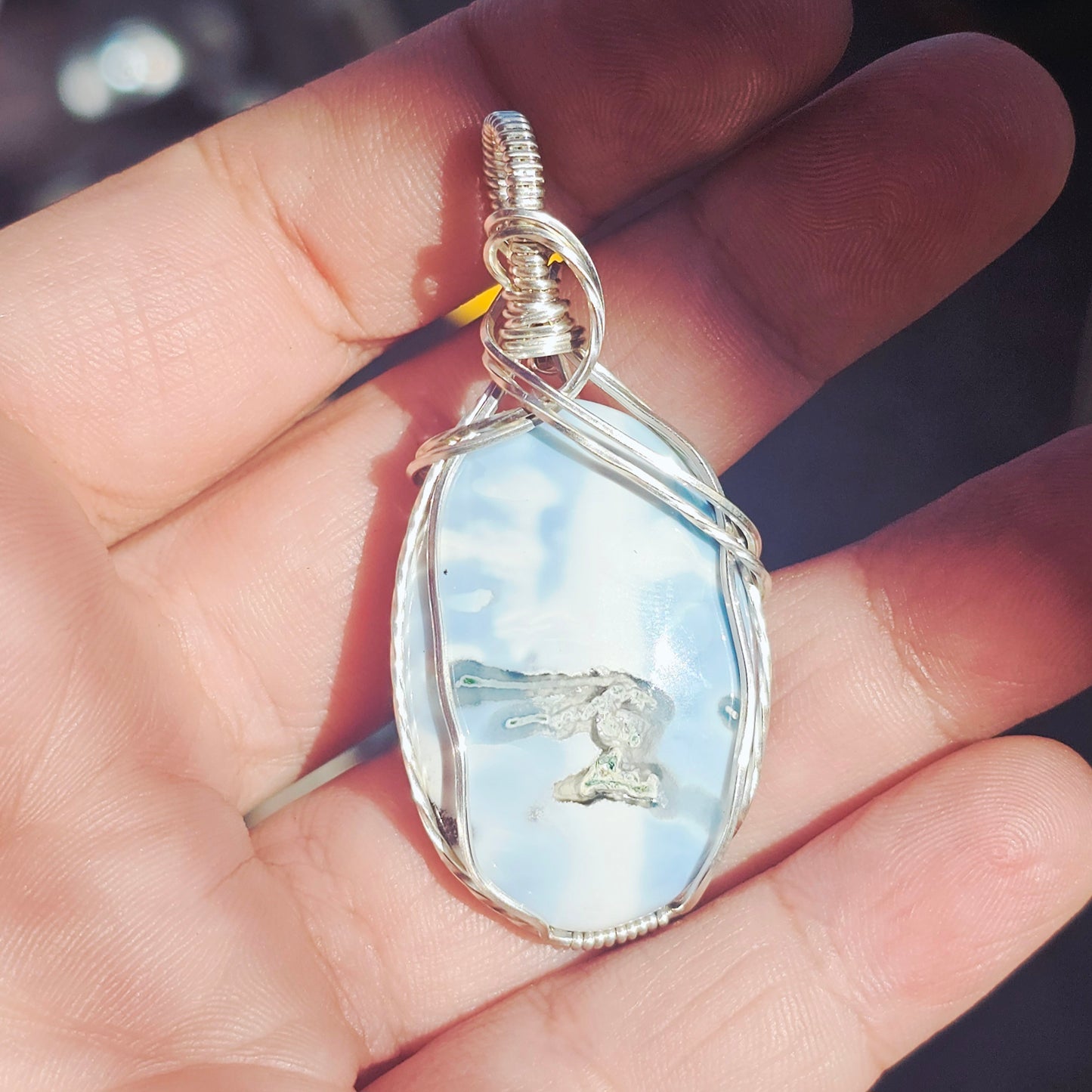 Blue Moss Opal Pendant