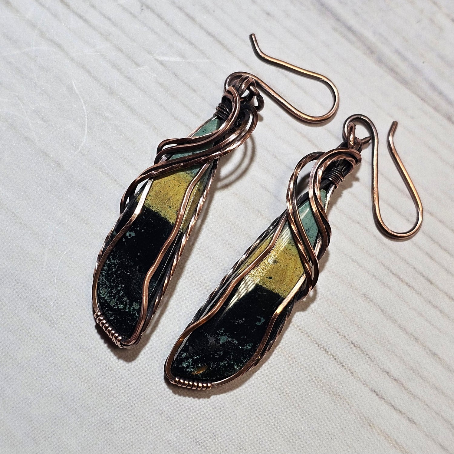 Copper Wire-wrapped Earrings