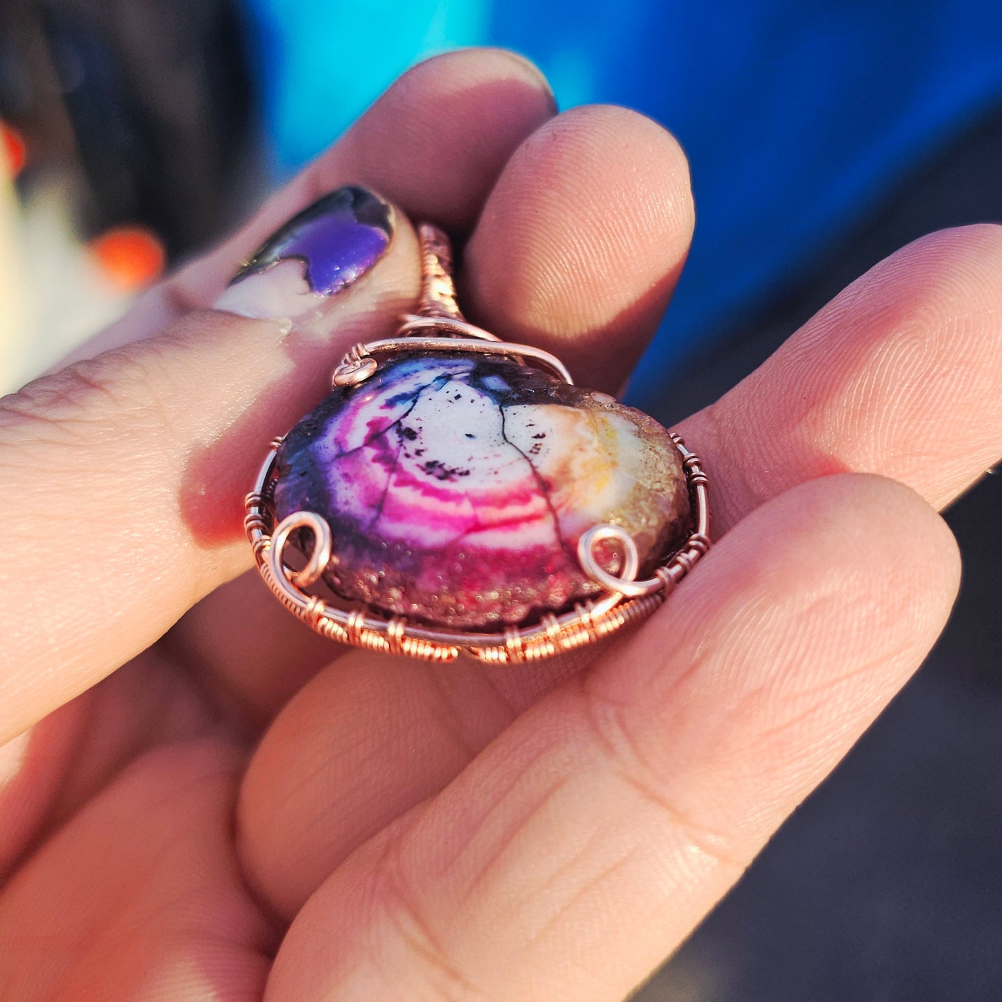 Rainbow solar quartz pendant