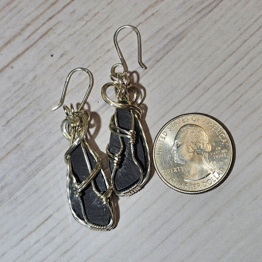 White plume agate earrings