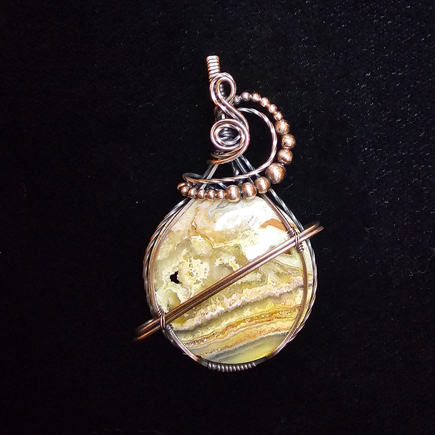 Saturn Lace Agate Pendant