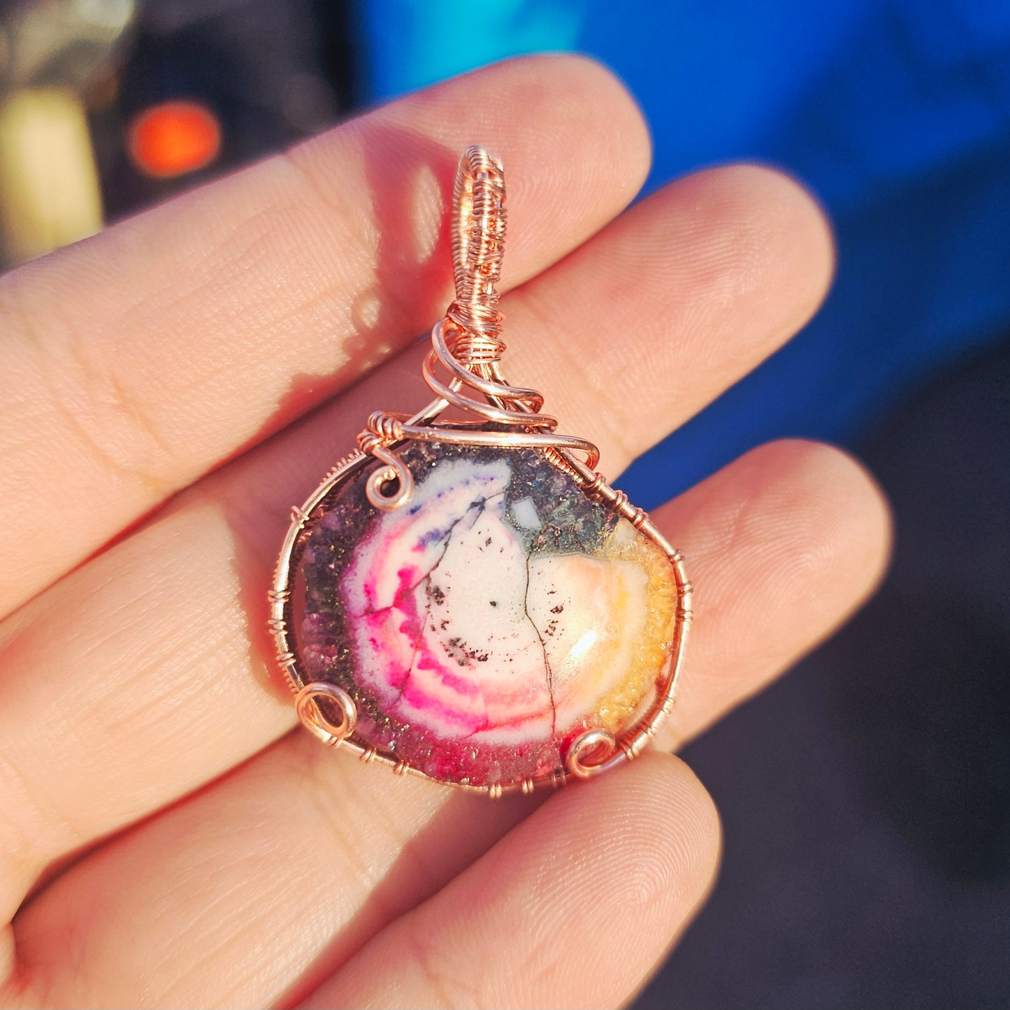 Rainbow solar quartz pendant