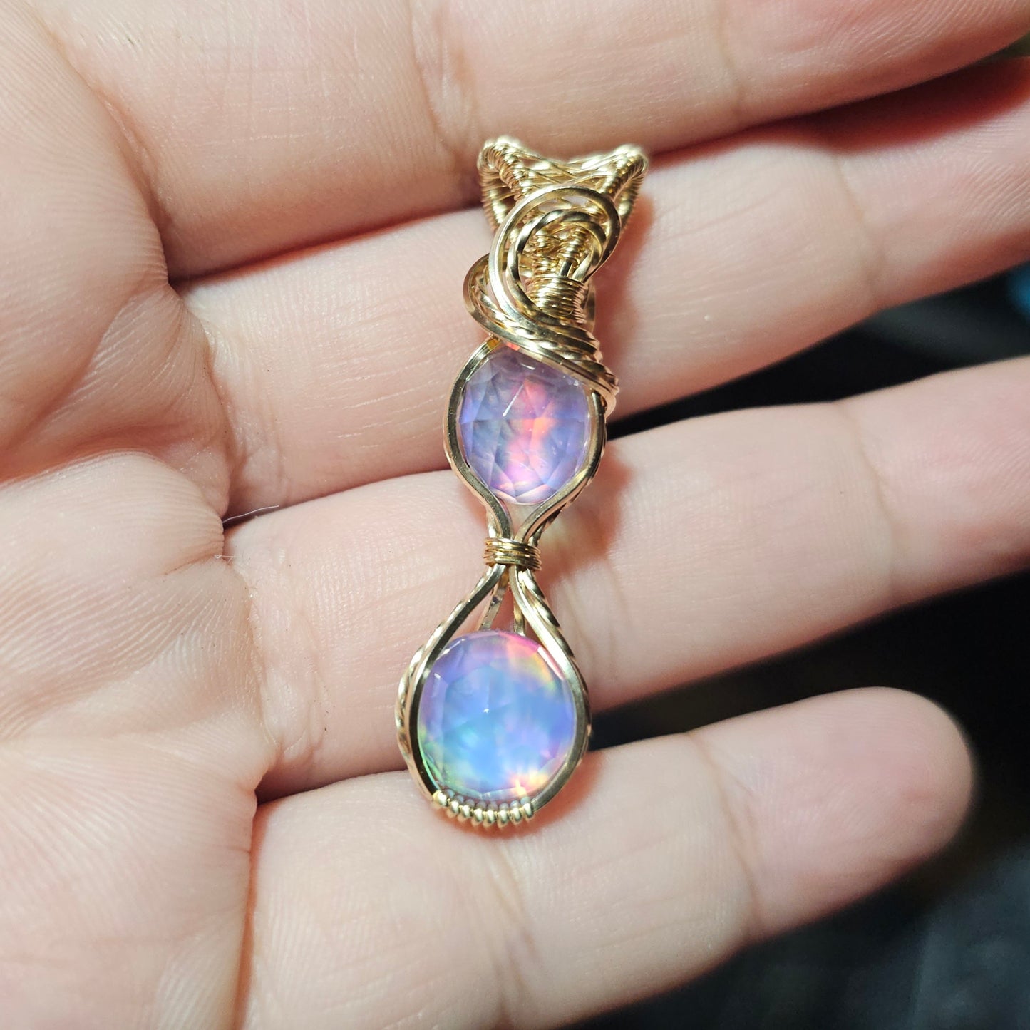 Gold Aurora Opal Pendant