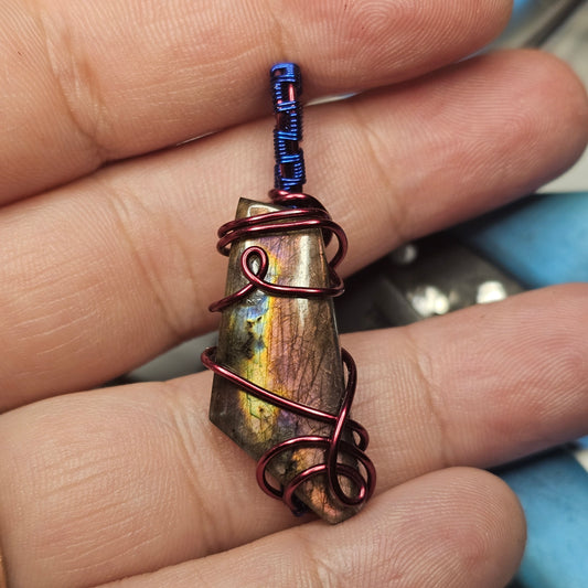 Purple Labradorite Copper Pendant
